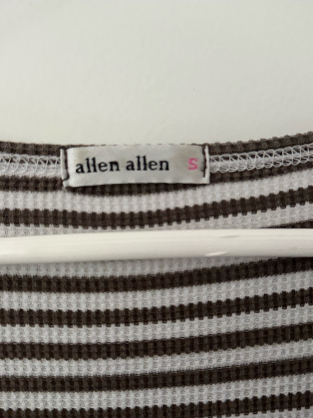 Allen Allen Brown And White Striped V-Neck Tunic View 3